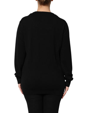 Dolce & Gabbana Schwarzer Pullover aus Kaschmir mit Kristallverzierung