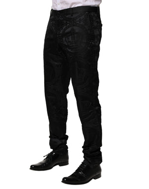 Dolce & Gabbana Schwarze Cotton DG Crown Dress Pants