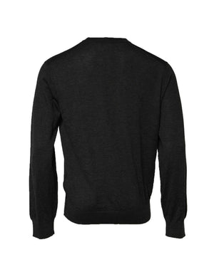 Dolce & Gabbana Grauer Pullover mit Rundhalsausschnitt und langen Ärmeln