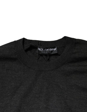Dolce & Gabbana Grauer Pullover mit Rundhalsausschnitt und langen Ärmeln
