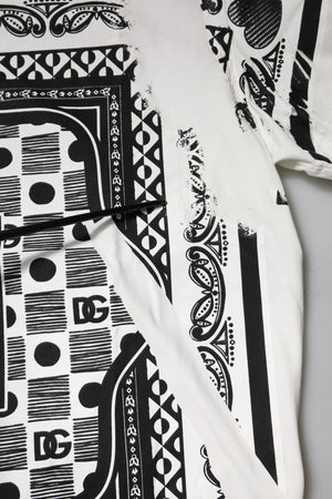 Dolce & Gabbana Weißes Bandana Baumwoll-T-Shirt mit Rundhalsausschnitt für Männer
