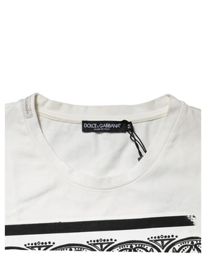 Dolce & Gabbana Weißes Bandana T-Shirt mit Rundhalsausschnitt und kurzen Ärmeln
