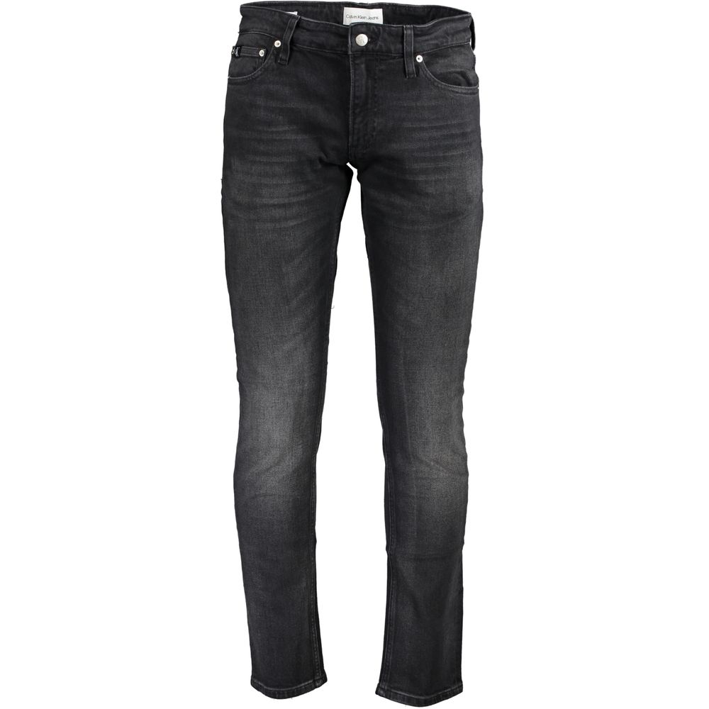 Black Cotton Men's Slim-Fit Jeans