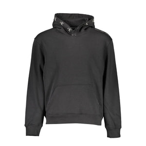 Black Cotton Men's Sweatshirt with Hood