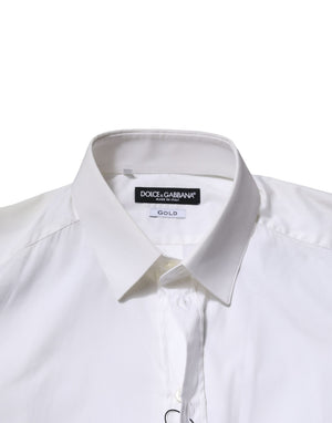 Dolce & Gabbana Weißes Baumwollhemd mit langen Ärmeln GOLD Formelles Hemd