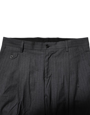Dolce & Gabbana Graue gestreifte formelle Hose aus Baumwolle