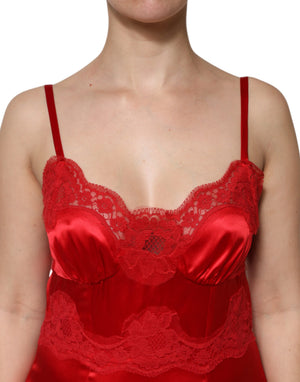 Dolce & Gabbana Rotes ärmelloses langes Maxikleid aus Seide