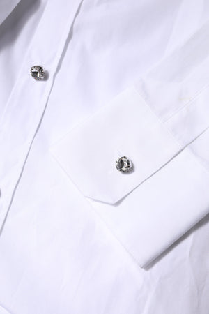 Dolce & Gabbana Weißes strassbesetztes langärmeliges Top