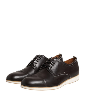 Pollini Dunkelbraune Leder Derby Schnürschuhe Kleid Formelle Schuhe