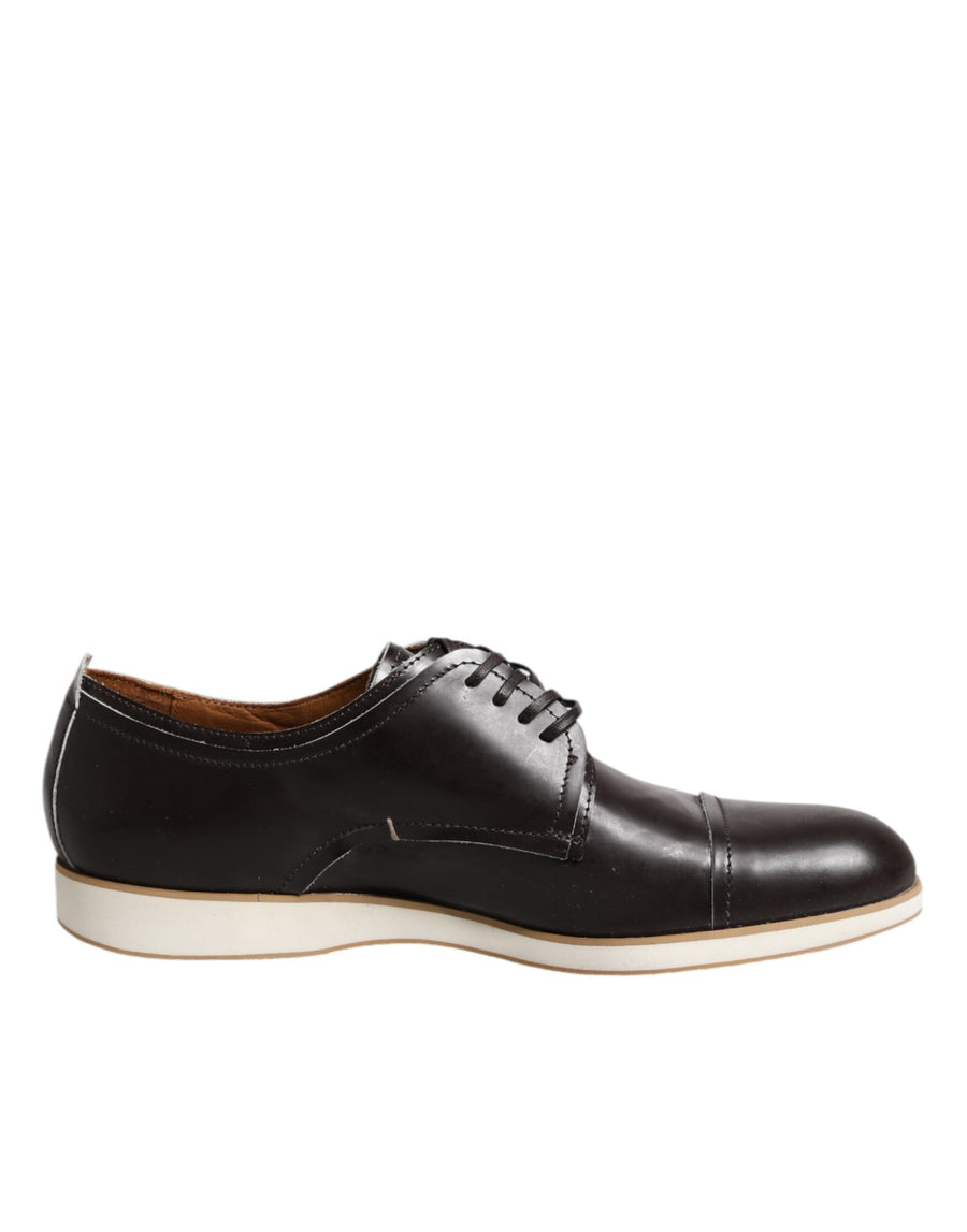 Pollini Dunkelbraune Leder Derby Schnürschuhe Kleid Formelle Schuhe