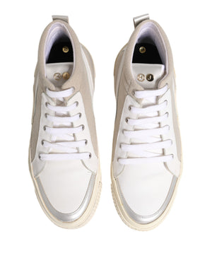HIDE & JACK Weiß Beige Lace Up Mid Top Casual Turnschuhe Schuhe