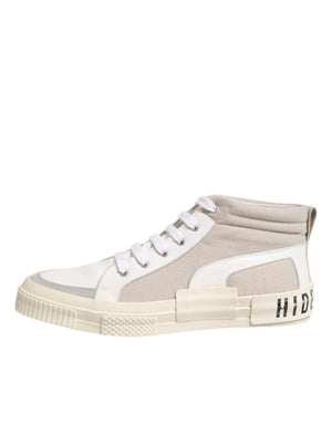 HIDE & JACK Weiß Beige Lace Up Mid Top Casual Turnschuhe Schuhe