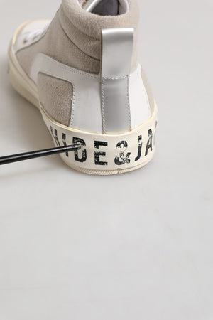 HIDE & JACK Weiß Beige Lace Up Mid Top Casual Turnschuhe Schuhe