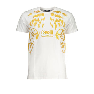 Cavalli Class Bianco Baumwoll-T-Shirt für Herren