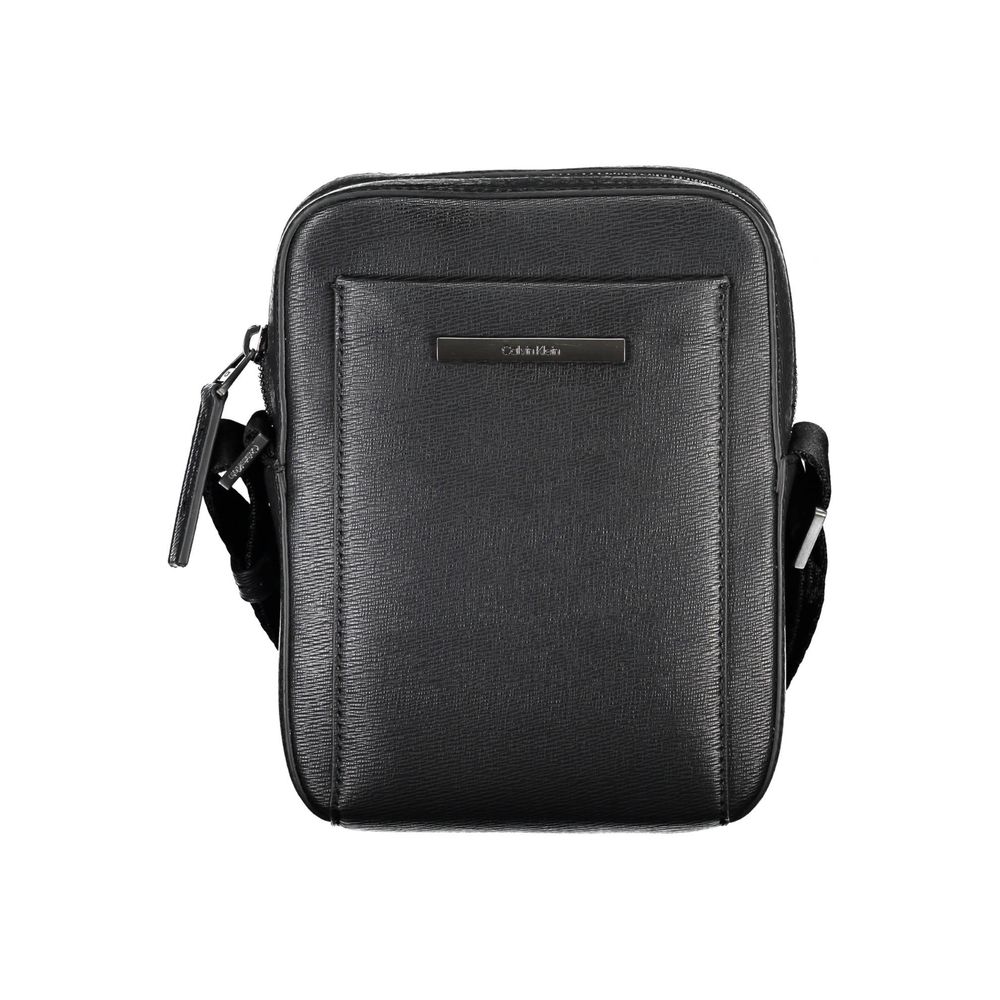 Black Polyurethane Men Shoulder Bag