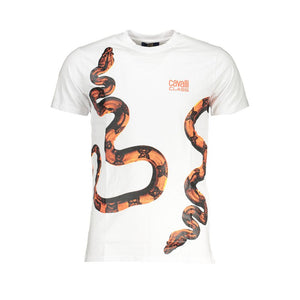 Cavalli Class Bianco Baumwoll-T-Shirt für Herren