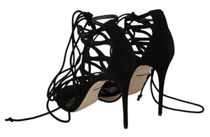 Dolce & Gabbana Schwarze Wildleder Riemen Stilettos Sandalen
