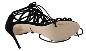 Dolce & Gabbana Schwarze Wildleder Riemen Stilettos Sandalen