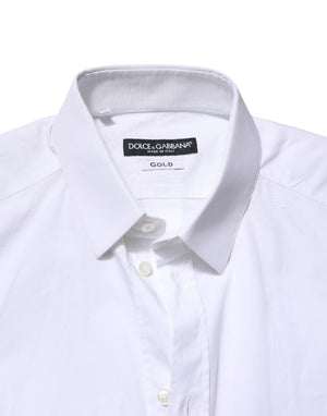 Dolce & Gabbana Weißes Baumwollhemd GOLD mit langen Ärmeln
