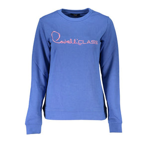 Cavalli Class Blaues Baumwoll-Sweatshirt für Damen