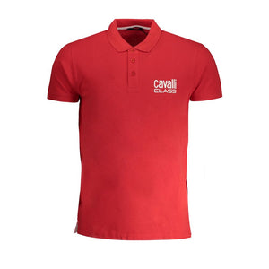 Cavalli Class Rotes Herren-Poloshirt aus Baumwolle