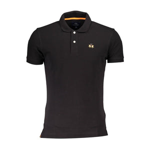 La Martina Schwarzes Herren-Poloshirt aus Baumwolle
