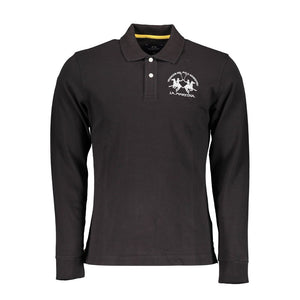 La Martina Schwarzes Herren-Poloshirt aus Baumwolle