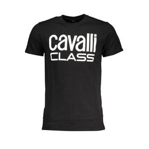 Cavalli Class Schwarzes Baumwoll-T-Shirt für Herren