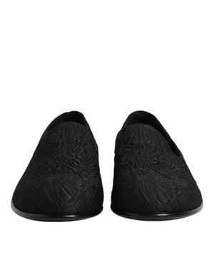 Dolce & Gabbana Schwarze Jacquard Slipper Formelle Schuhe