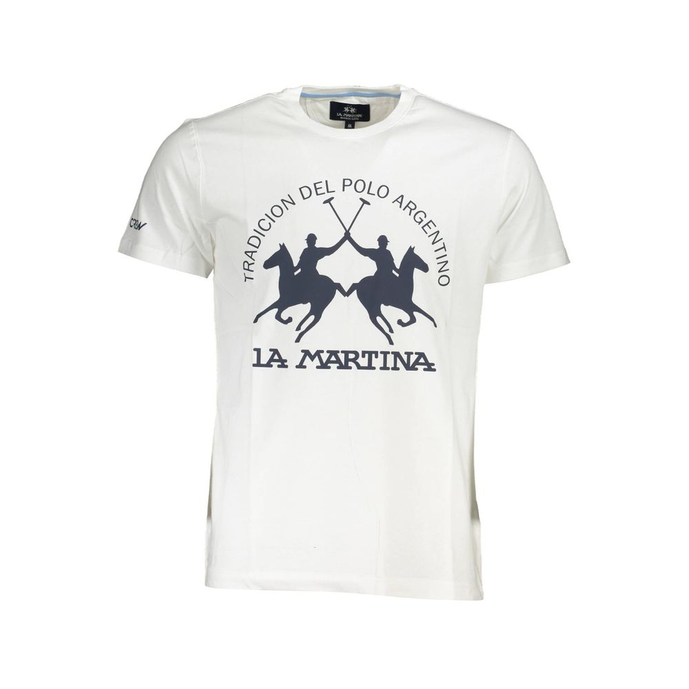 La Martina Weißes Baumwoll-T-Shirt für Herren