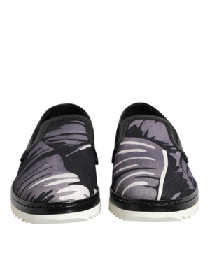 Dolce & Gabbana Schwarz Tropical Slip On Männer Turnschuhe Schuhe