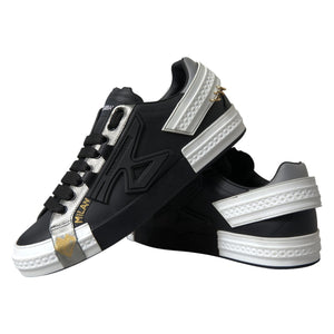 Dolce & Gabbana Schwarz Leder Low Top Sneakers Portofino Schuhe