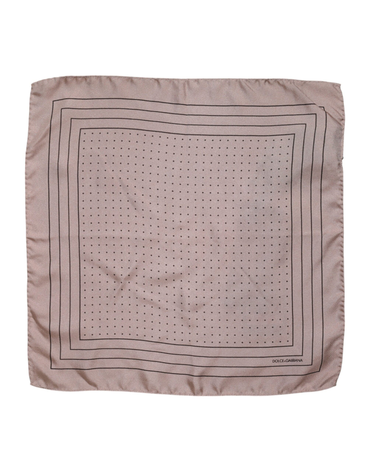 Dolce & Gabbana Beige gepunktetes Seidenquadrat Herren-Foulardtuch
