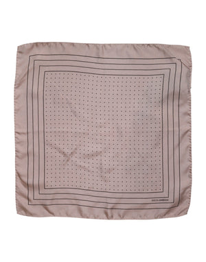Dolce & Gabbana Beige gepunktetes Seidenquadrat Herren-Foulardtuch