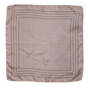 Dolce & Gabbana Beige gepunktetes Seidenquadrat Herren-Foulardtuch