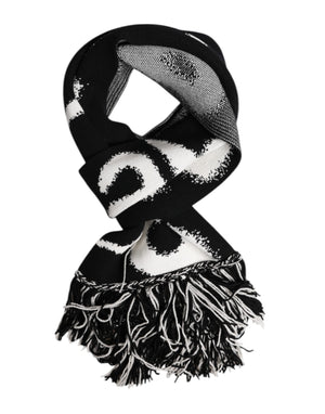Dolce & Gabbana Schwarzer Logo-Halswärmer Wrap Männer Schal Schal