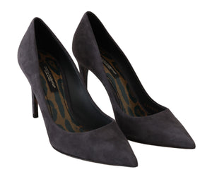 Dolce & Gabbana Graue Wildleder Leder Stiletto Schuhe Heels