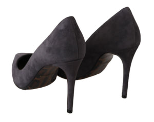 Dolce & Gabbana Graue Wildleder Leder Stiletto Schuhe Heels