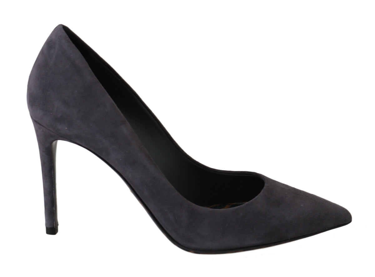 Dolce & Gabbana Graue Wildleder Leder Stiletto Schuhe Heels