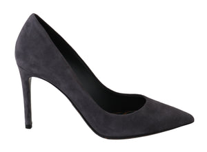Dolce & Gabbana Graue Wildleder Leder Stiletto Schuhe Heels