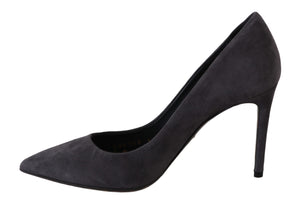 Dolce & Gabbana Graue Wildleder Leder Stiletto Schuhe Heels