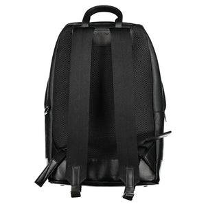 Black Polyester Men Backpack