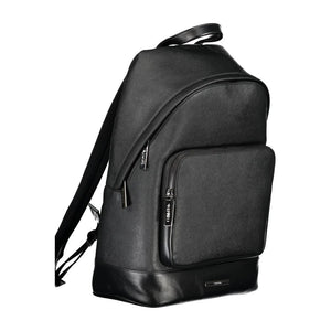Black Polyester Men Backpack