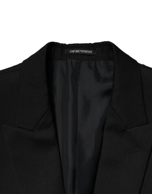 Emporio Armani Schwarzer Zweireiher Herren Jacke Anzug Blazer