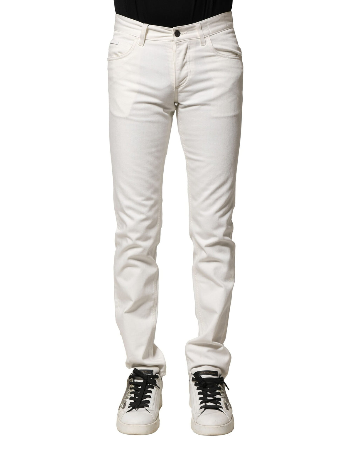 Dolce & Gabbana Weiße Baumwolle Skinny Männer Denim Jeans