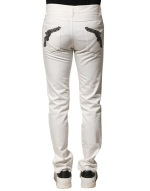 Dolce & Gabbana Weiße Baumwolle Skinny Männer Denim Jeans