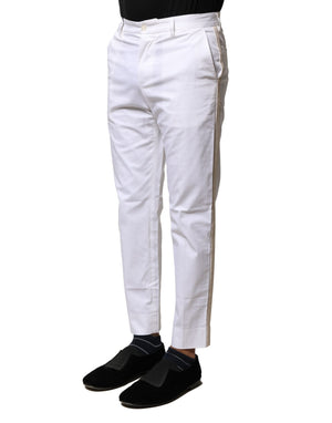 Dolce & Gabbana Weiße Baumwolle Gerade Logo Männer Hose
