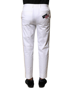 Dolce & Gabbana Weiße Baumwolle Gerade Logo Männer Hose