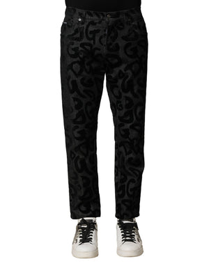 Dolce & Gabbana Graue Baumwolle DG Logo Straight Herren Denim Jeans