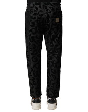 Dolce & Gabbana Graue Baumwolle DG Logo Straight Herren Denim Jeans